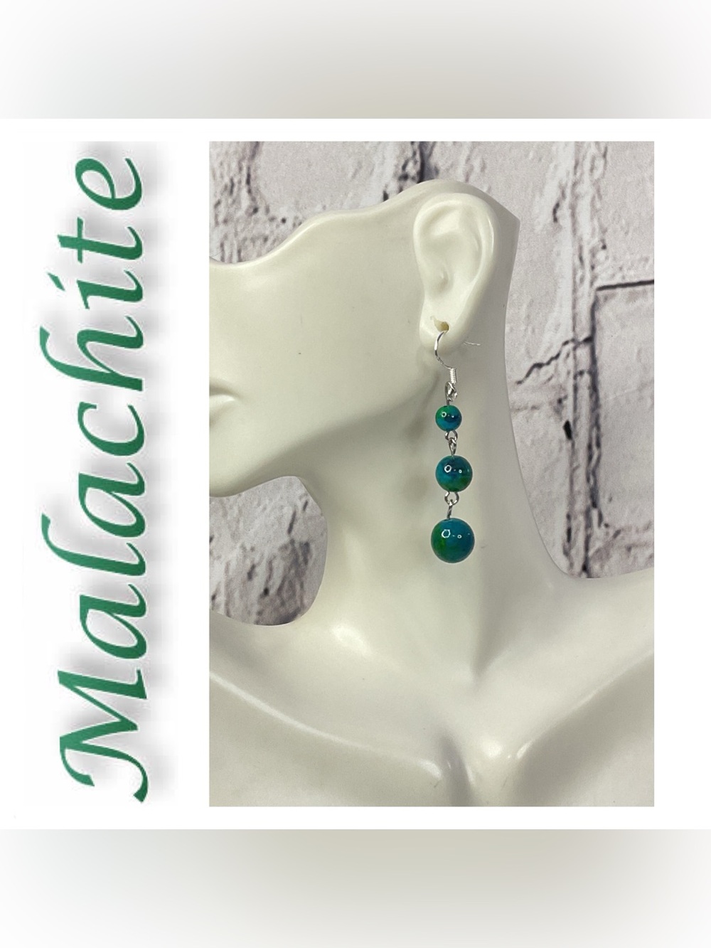 🌟🌟 925 Sterling Silver Malachite Stone Earrings